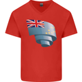 Curled Tuvalu Flag Tuvaluan Day Football Mens V-Neck Cotton T-Shirt Red