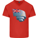 Curled Tuvalu Flag Tuvaluan Day Football Mens V-Neck Cotton T-Shirt Red