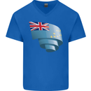Curled Tuvalu Flag Tuvaluan Day Football Mens V-Neck Cotton T-Shirt Royal Blue
