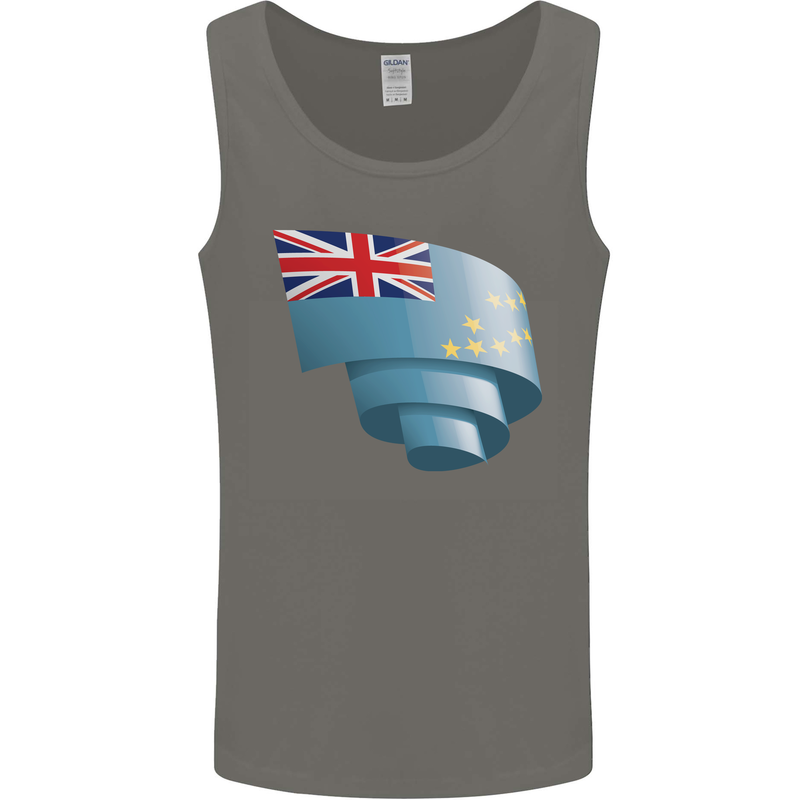 Curled Tuvalu Flag Tuvaluan Day Football Mens Vest Tank Top Charcoal