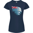 Curled Tuvalu Flag Tuvaluan Day Football Womens Petite Cut T-Shirt Navy Blue