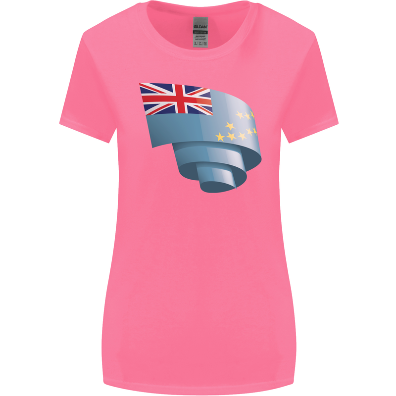 Curled Tuvalu Flag Tuvaluan Day Football Womens Wider Cut T-Shirt Azalea