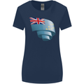 Curled Tuvalu Flag Tuvaluan Day Football Womens Wider Cut T-Shirt Navy Blue