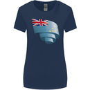 Curled Tuvalu Flag Tuvaluan Day Football Womens Wider Cut T-Shirt Navy Blue