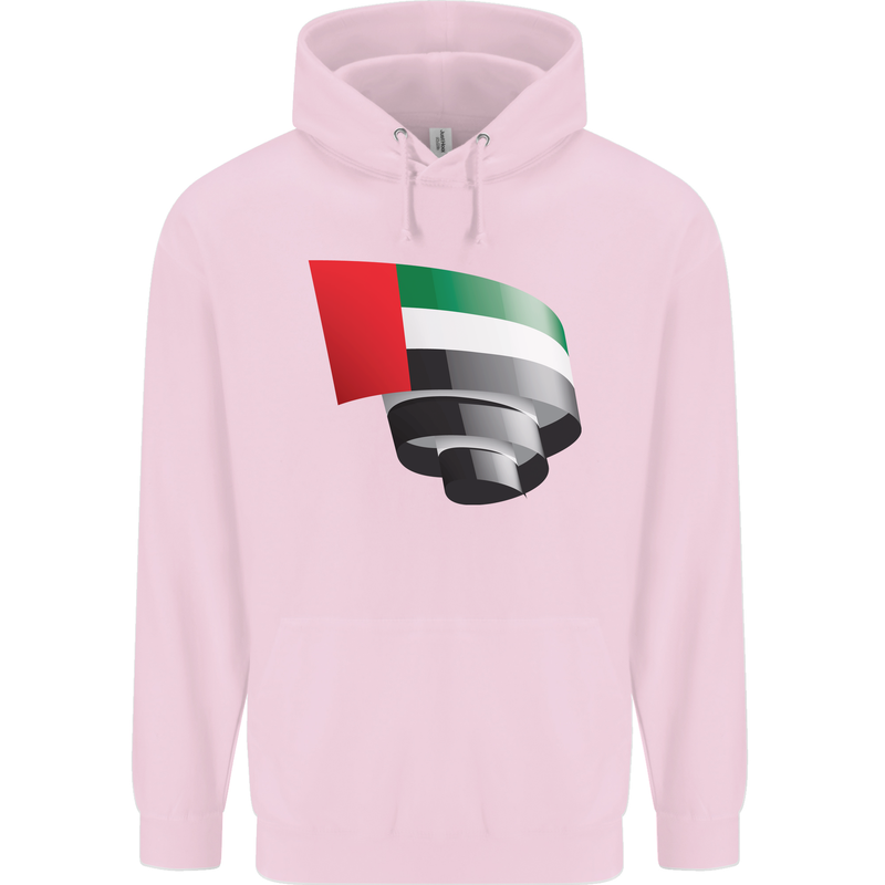 Curled UAE Flag Day Emirati Day Football Childrens Kids Hoodie Light Pink