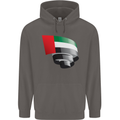 Curled UAE Flag Day Emirati Day Football Mens 80% Cotton Hoodie Charcoal
