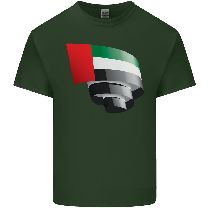 Curled UAE Flag Day Emirati Day Football Mens Cotton T-Shirt Tee Top Forest Green