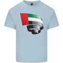Curled UAE Flag Day Emirati Day Football Mens Cotton T-Shirt Tee Top Light Blue