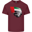 Curled UAE Flag Day Emirati Day Football Mens Cotton T-Shirt Tee Top Maroon