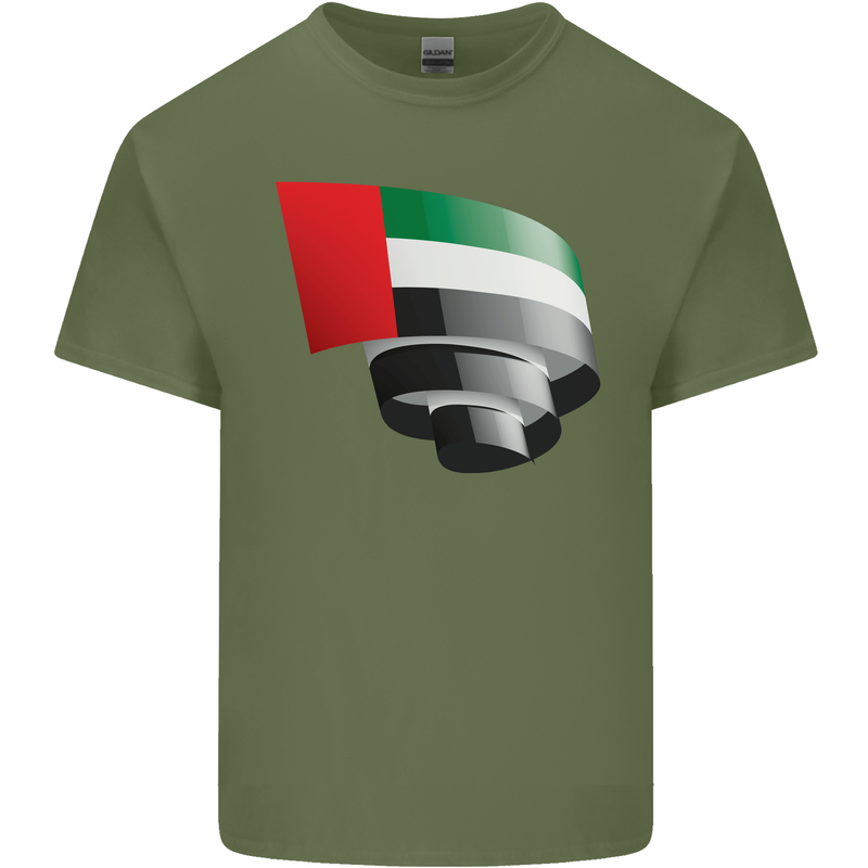 Curled UAE Flag Day Emirati Day Football Mens Cotton T-Shirt Tee Top Military Green