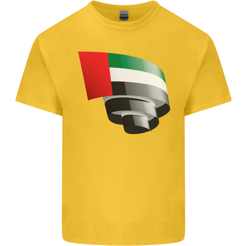 Curled UAE Flag Day Emirati Day Football Mens Cotton T-Shirt Tee Top Yellow