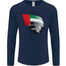 Curled UAE Flag Day Emirati Day Football Mens Long Sleeve T-Shirt Navy Blue