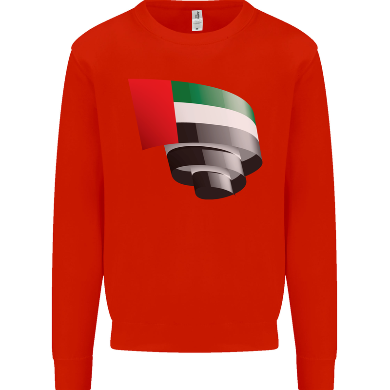 Curled UAE Flag Day Emirati Day Football Mens Sweatshirt Jumper Bright Red