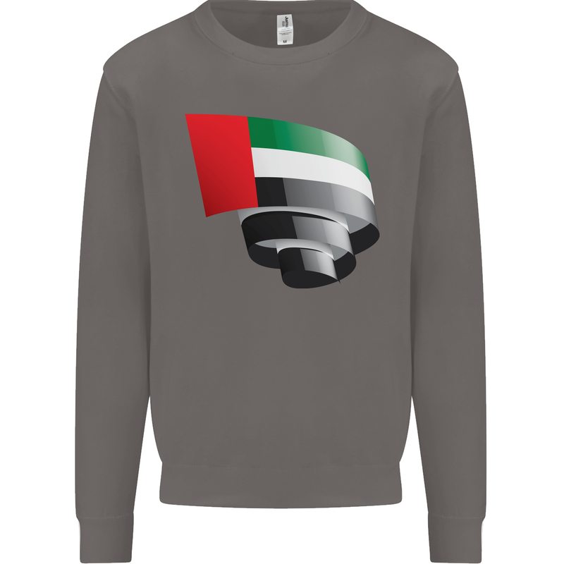 Curled UAE Flag Day Emirati Day Football Mens Sweatshirt Jumper Charcoal