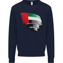 Curled UAE Flag Day Emirati Day Football Mens Sweatshirt Jumper Navy Blue