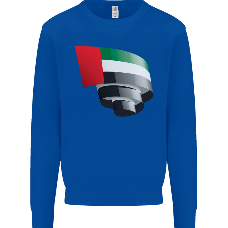 Curled UAE Flag Day Emirati Day Football Mens Sweatshirt Jumper Royal Blue