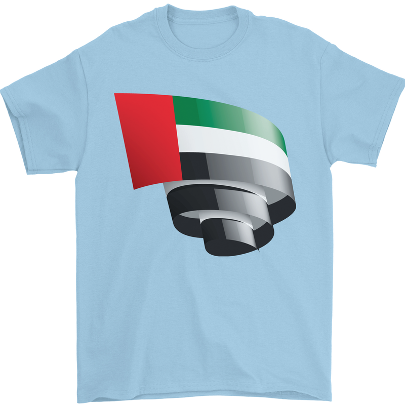 Curled UAE Flag Day Emirati Day Football Mens T-Shirt 100% Cotton Light Blue