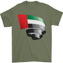 Curled UAE Flag Day Emirati Day Football Mens T-Shirt 100% Cotton Military Green