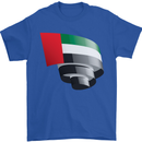 Curled UAE Flag Day Emirati Day Football Mens T-Shirt 100% Cotton Royal Blue