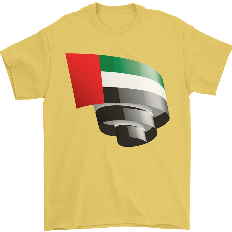 Curled UAE Flag Day Emirati Day Football Mens T-Shirt 100% Cotton Yellow