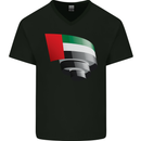 Curled UAE Flag Day Emirati Day Football Mens V-Neck Cotton T-Shirt Black