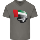Curled UAE Flag Day Emirati Day Football Mens V-Neck Cotton T-Shirt Charcoal