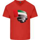 Curled UAE Flag Day Emirati Day Football Mens V-Neck Cotton T-Shirt Red