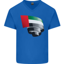 Curled UAE Flag Day Emirati Day Football Mens V-Neck Cotton T-Shirt Royal Blue