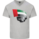 Curled UAE Flag Day Emirati Day Football Mens V-Neck Cotton T-Shirt Sports Grey