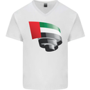 Curled UAE Flag Day Emirati Day Football Mens V-Neck Cotton T-Shirt White