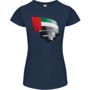 Curled UAE Flag Day Emirati Day Football Womens Petite Cut T-Shirt Navy Blue