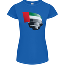 Curled UAE Flag Day Emirati Day Football Womens Petite Cut T-Shirt Royal Blue