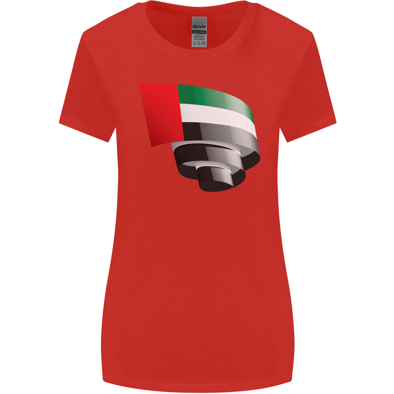 Curled UAE Flag Day Emirati Day Football Womens Wider Cut T-Shirt Red