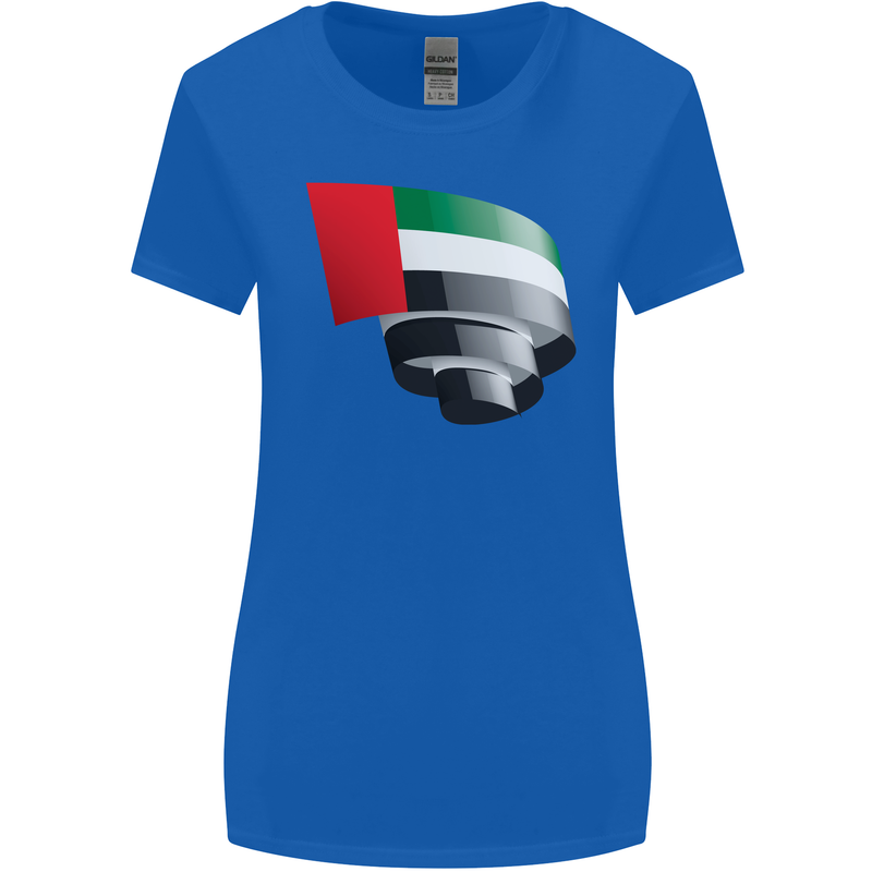 Curled UAE Flag Day Emirati Day Football Womens Wider Cut T-Shirt Royal Blue