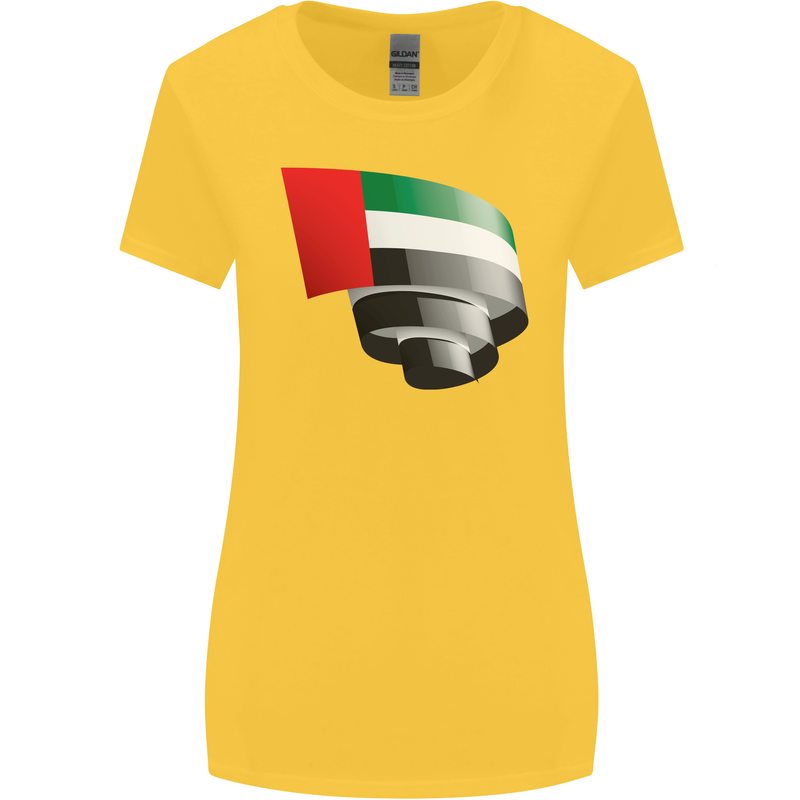 Curled UAE Flag Day Emirati Day Football Womens Wider Cut T-Shirt Yellow