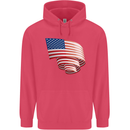 Curled USA Flag Independence Day Football Childrens Kids Hoodie Heliconia
