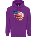 Curled USA Flag Independence Day Football Childrens Kids Hoodie Purple