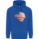 Curled USA Flag Independence Day Football Childrens Kids Hoodie Royal Blue