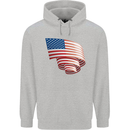 Curled USA Flag Independence Day Football Childrens Kids Hoodie Sports Grey