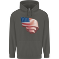 Curled USA Flag Independence Day Football Childrens Kids Hoodie Storm Grey
