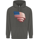Curled USA Flag Independence Day Football Childrens Kids Hoodie Storm Grey