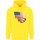 Curled USA Flag Independence Day Football Childrens Kids Hoodie Yellow