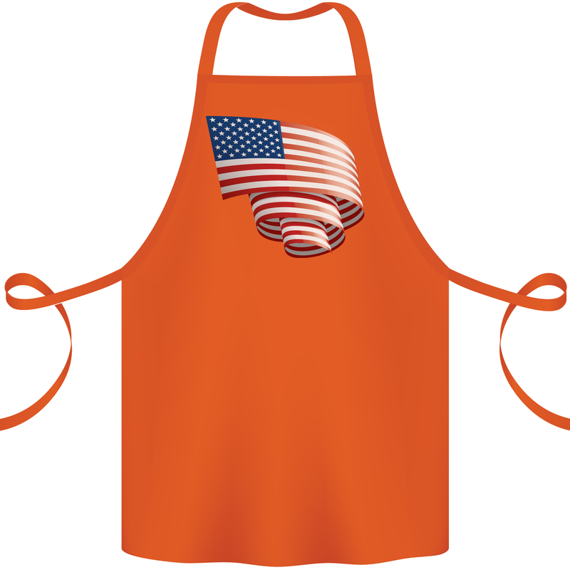 Curled USA Flag Independence Day Football Cotton Apron 100% Organic Orange