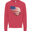 Curled USA Flag Independence Day Football Kids Sweatshirt Jumper Heliconia