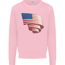 Curled USA Flag Independence Day Football Kids Sweatshirt Jumper Light Pink