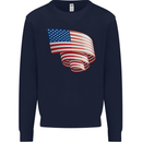 Curled USA Flag Independence Day Football Kids Sweatshirt Jumper Navy Blue