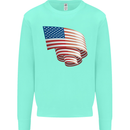 Curled USA Flag Independence Day Football Kids Sweatshirt Jumper Peppermint