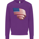 Curled USA Flag Independence Day Football Kids Sweatshirt Jumper Purple