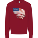 Curled USA Flag Independence Day Football Kids Sweatshirt Jumper Red