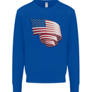 Curled USA Flag Independence Day Football Kids Sweatshirt Jumper Royal Blue